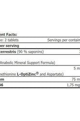 Nutritional information for Amix Tribu-ZMA® showing ingredient details and serving size.
